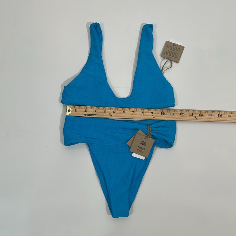 NWT Toast Swim Bikini XS Ocean Wave Scoop Top Banded Waist Bottom - Picture 3 of 10